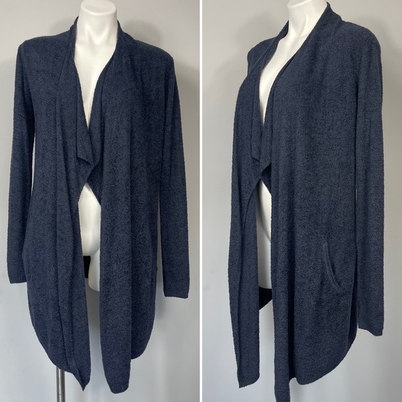 Barefoot Dreams CozyChic Lite Island Wrap Open Front Cardigan Sweater Blue 903 - Picture 4 of 15